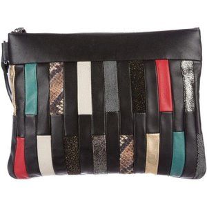 NEWBARK Leather and Suede Patchwork Clutch Bag